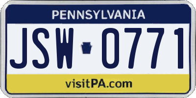 PA license plate JSW0771