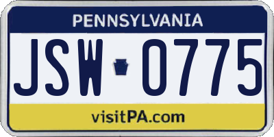 PA license plate JSW0775
