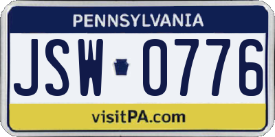 PA license plate JSW0776