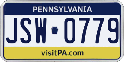 PA license plate JSW0779