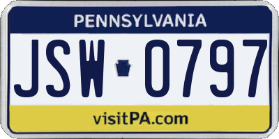PA license plate JSW0797