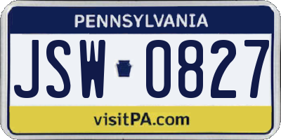 PA license plate JSW0827