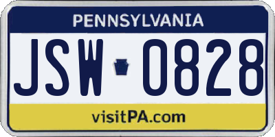 PA license plate JSW0828
