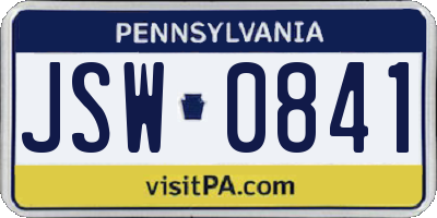 PA license plate JSW0841