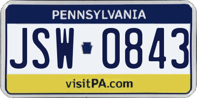PA license plate JSW0843