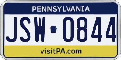 PA license plate JSW0844