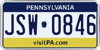 PA license plate JSW0846