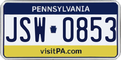 PA license plate JSW0853
