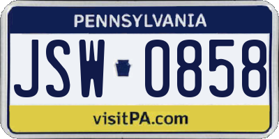 PA license plate JSW0858