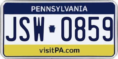 PA license plate JSW0859