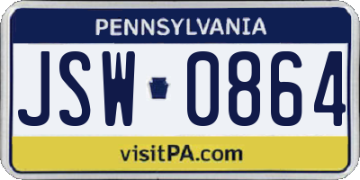 PA license plate JSW0864