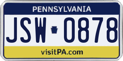 PA license plate JSW0878