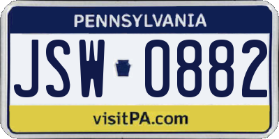 PA license plate JSW0882