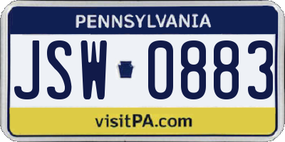 PA license plate JSW0883