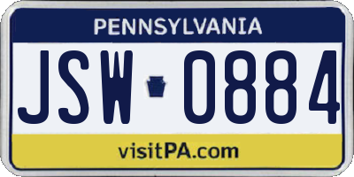 PA license plate JSW0884