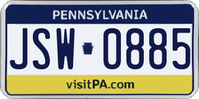 PA license plate JSW0885