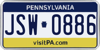 PA license plate JSW0886