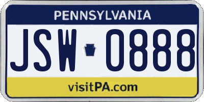 PA license plate JSW0888