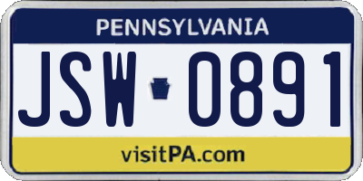 PA license plate JSW0891