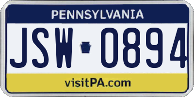 PA license plate JSW0894