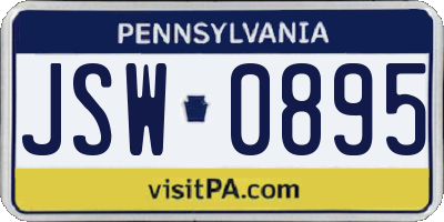 PA license plate JSW0895
