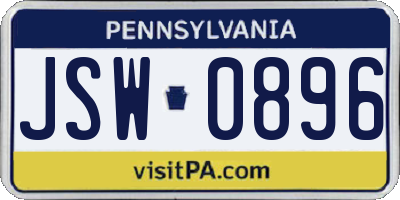 PA license plate JSW0896