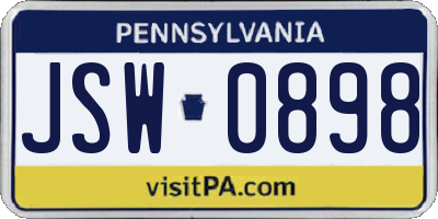 PA license plate JSW0898