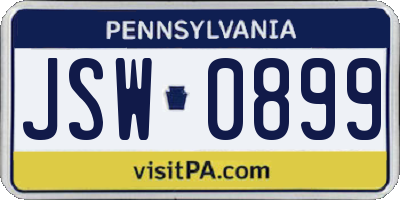 PA license plate JSW0899