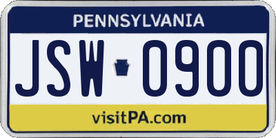 PA license plate JSW0900
