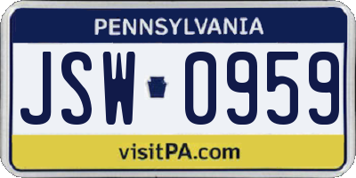 PA license plate JSW0959