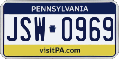 PA license plate JSW0969