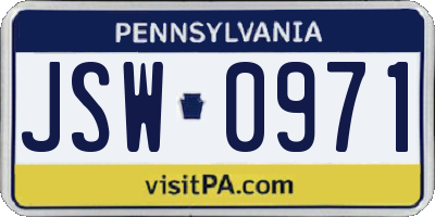 PA license plate JSW0971