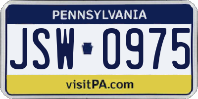 PA license plate JSW0975