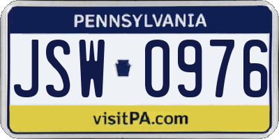 PA license plate JSW0976
