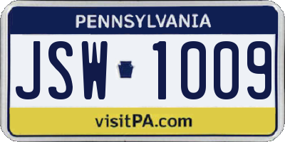 PA license plate JSW1009