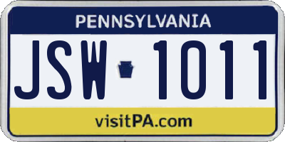 PA license plate JSW1011
