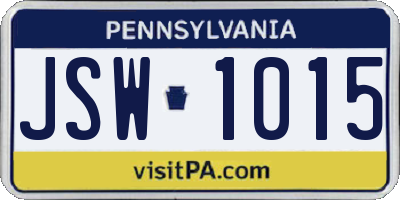 PA license plate JSW1015