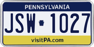 PA license plate JSW1027