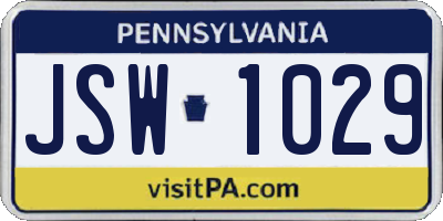 PA license plate JSW1029