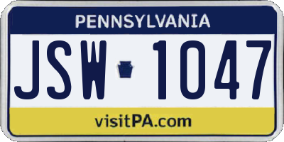 PA license plate JSW1047