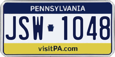 PA license plate JSW1048