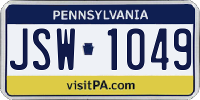 PA license plate JSW1049