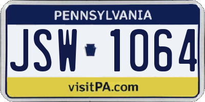 PA license plate JSW1064