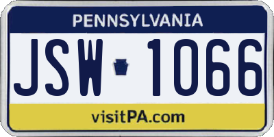 PA license plate JSW1066