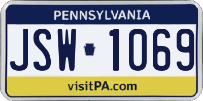 PA license plate JSW1069