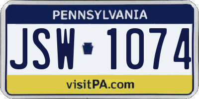 PA license plate JSW1074