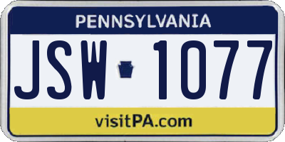 PA license plate JSW1077