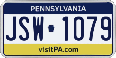 PA license plate JSW1079