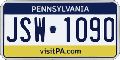 PA license plate JSW1090