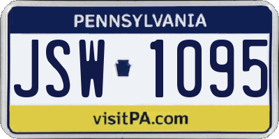 PA license plate JSW1095